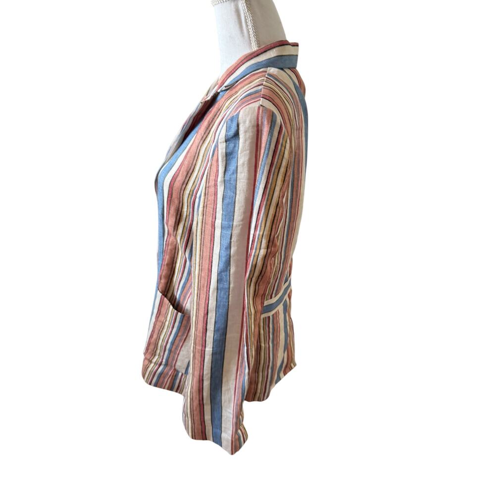 Frame Birkin Linen Single Button Blazer Multi Str… - image 8